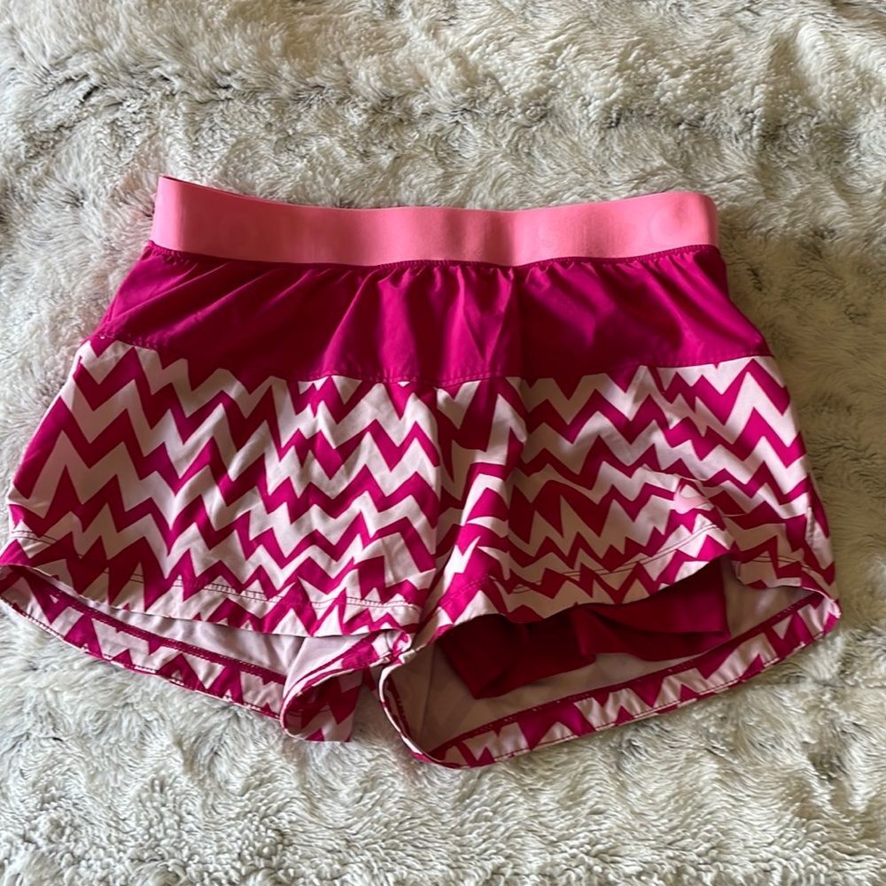 Nike Shorts 2-1 Compression Line Running Chevron Stripe Pink White Workout small